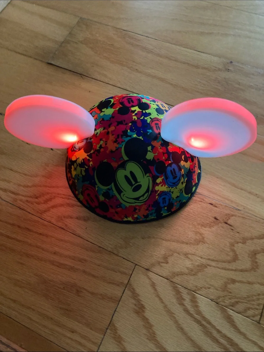 Disney Neon Mickey Ear Hat - White Ears, Multicolor Print